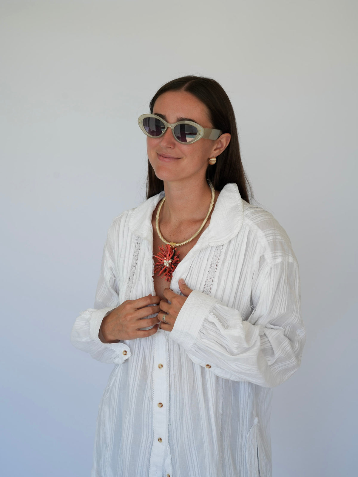 The Red Coral Flower Collar Necklace