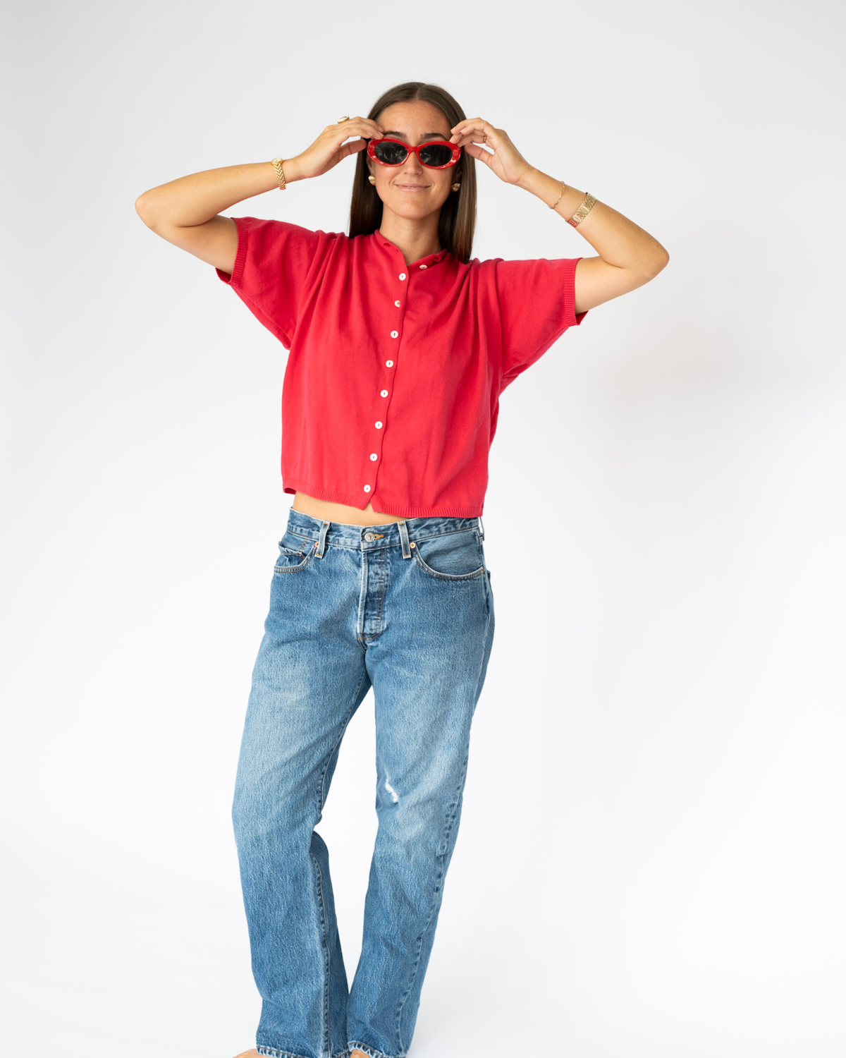 Red-ish Half-Sleeve Cardigan