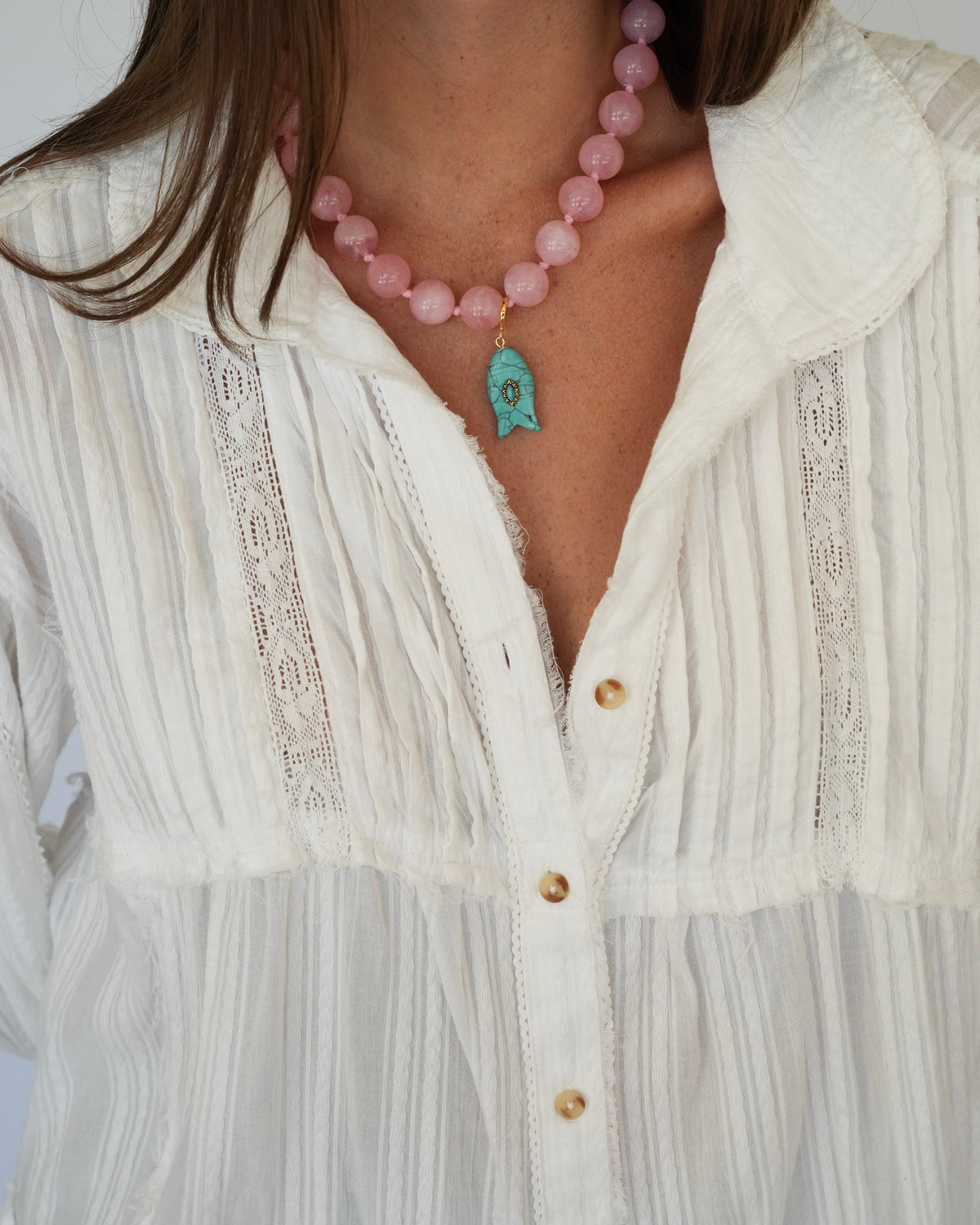 Kiawah Beaded Fish Charm Necklace