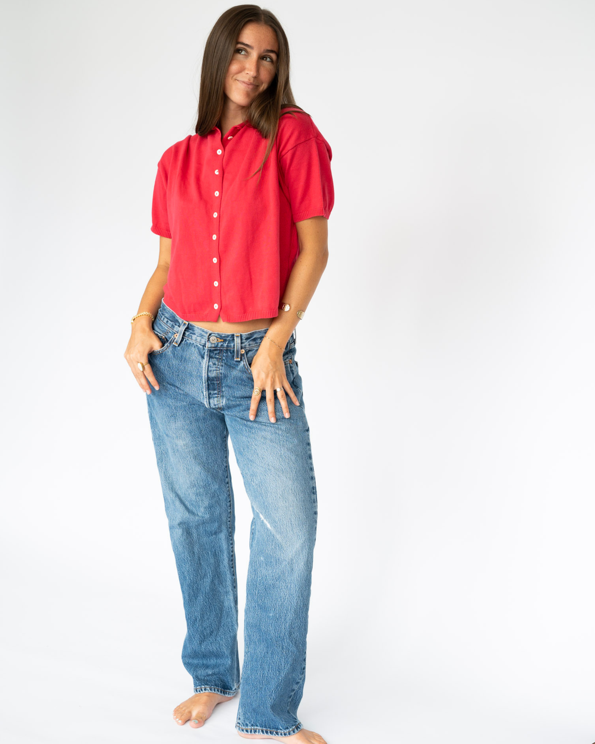 Red-ish Half-Sleeve Cardigan