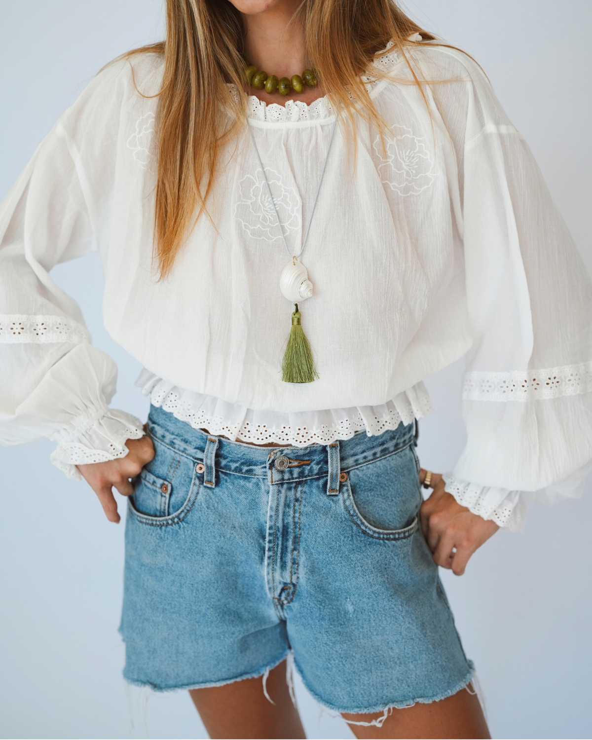 Kim Woven Cotton Embroidered Blouse