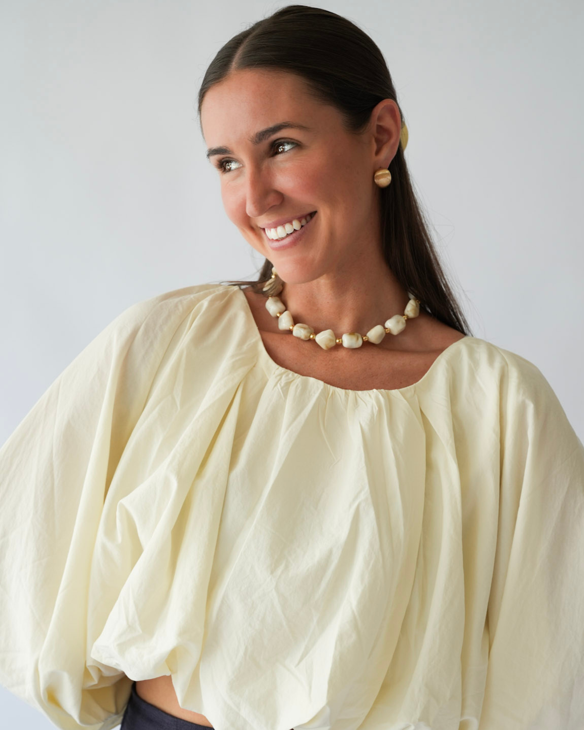 Evelyn Cream Beaded Necklace